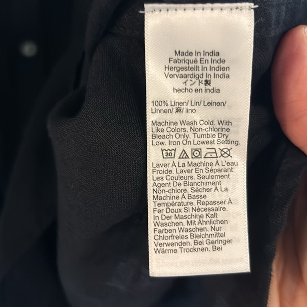J. Crew Black Linen Short Sleeve Button-Front Shirt Dress - Picture 8 of 8